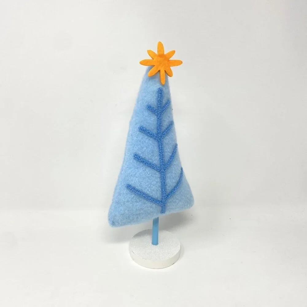 Fabric Christmas Tree Figurine with Gold Star Wondershop™ Light Blue Decor